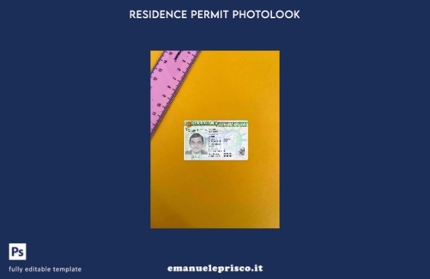 Carta verde USA stile verificato, modello FRONTALE photolook per carta di reside